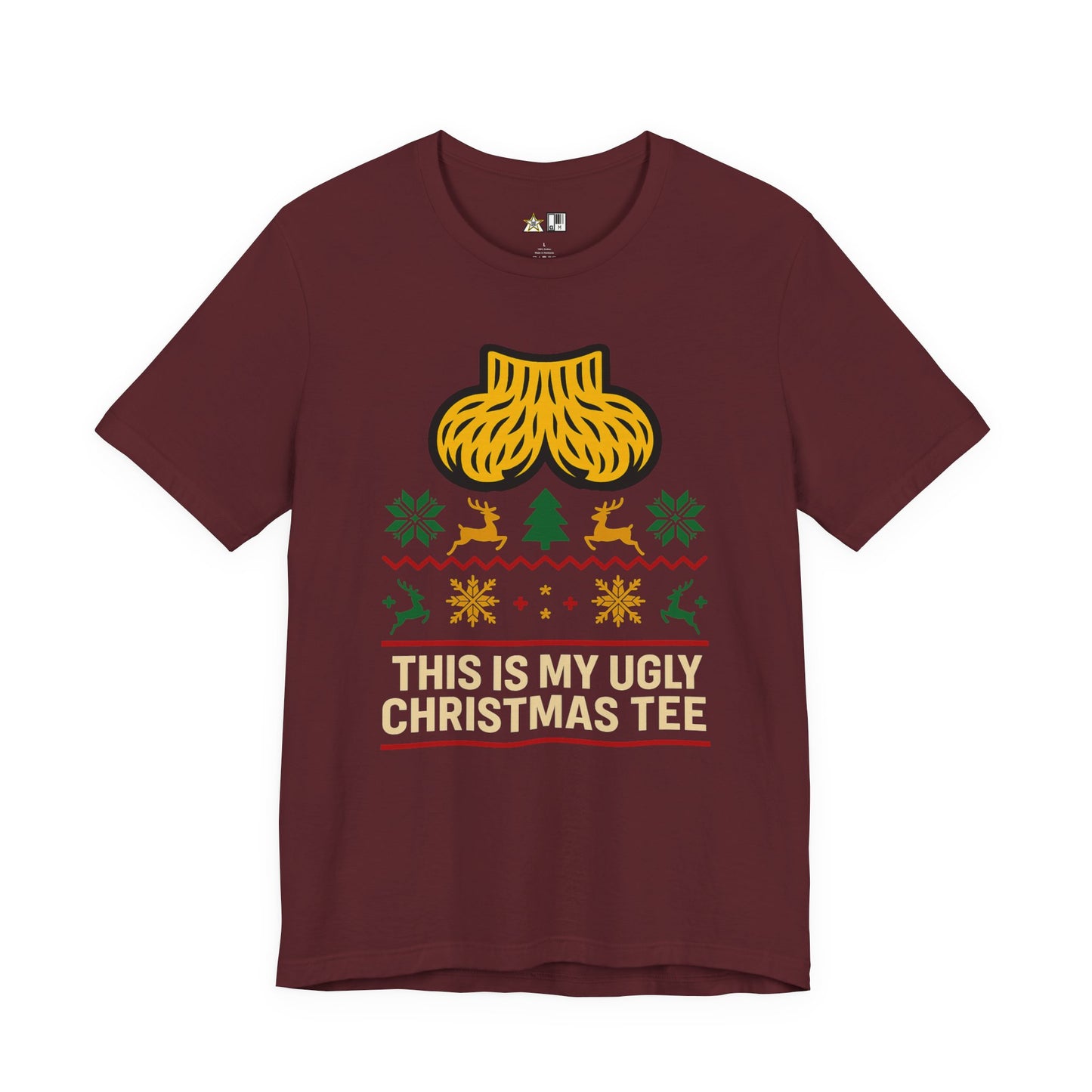 This Is My Ugly Christmas Tee Bold Reindeer & Gold Balls Ornament Holiday T-Shirt
