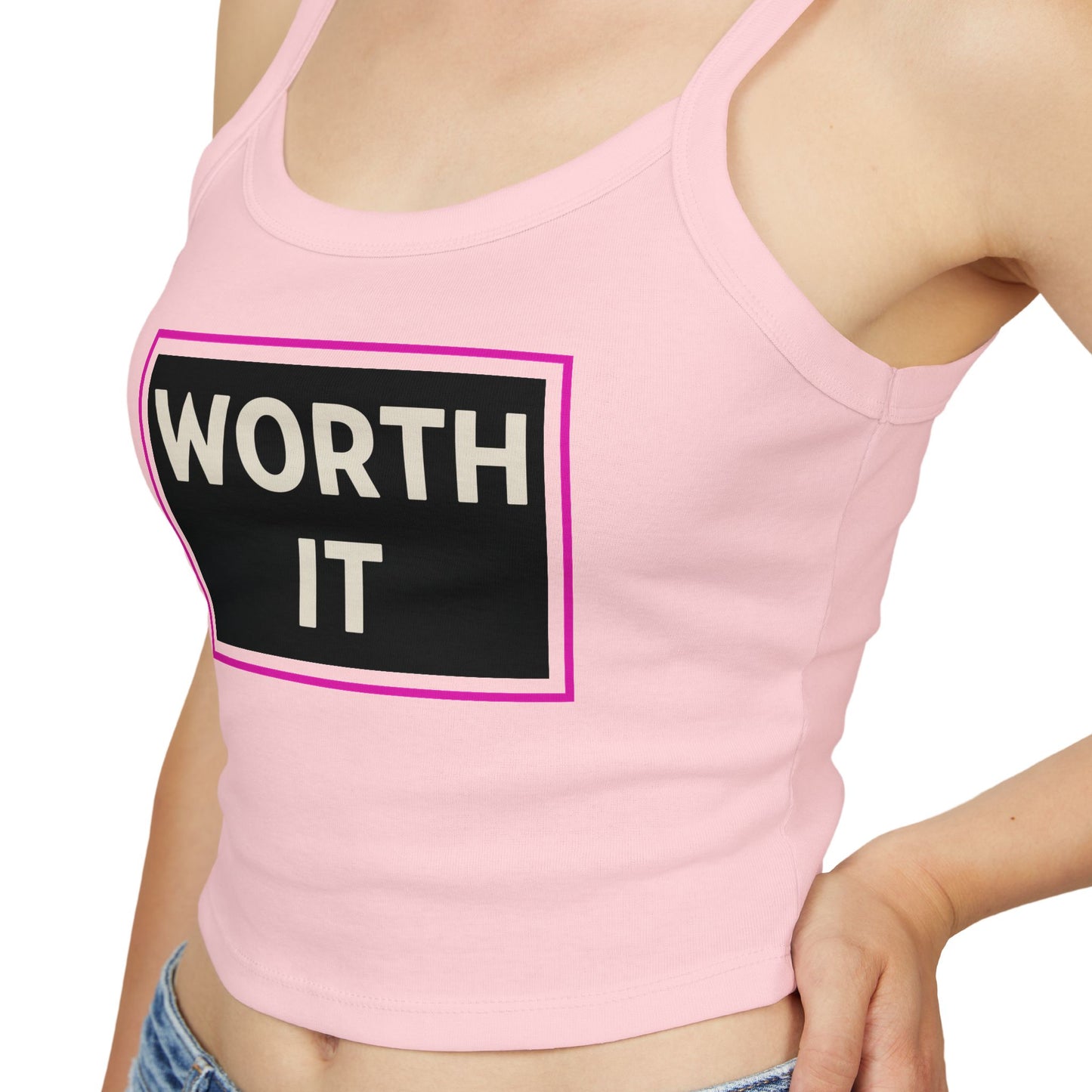 WORTH IT | Funny Dating Graphic Spaghetti Tank | Flirty Confidence Streetwear