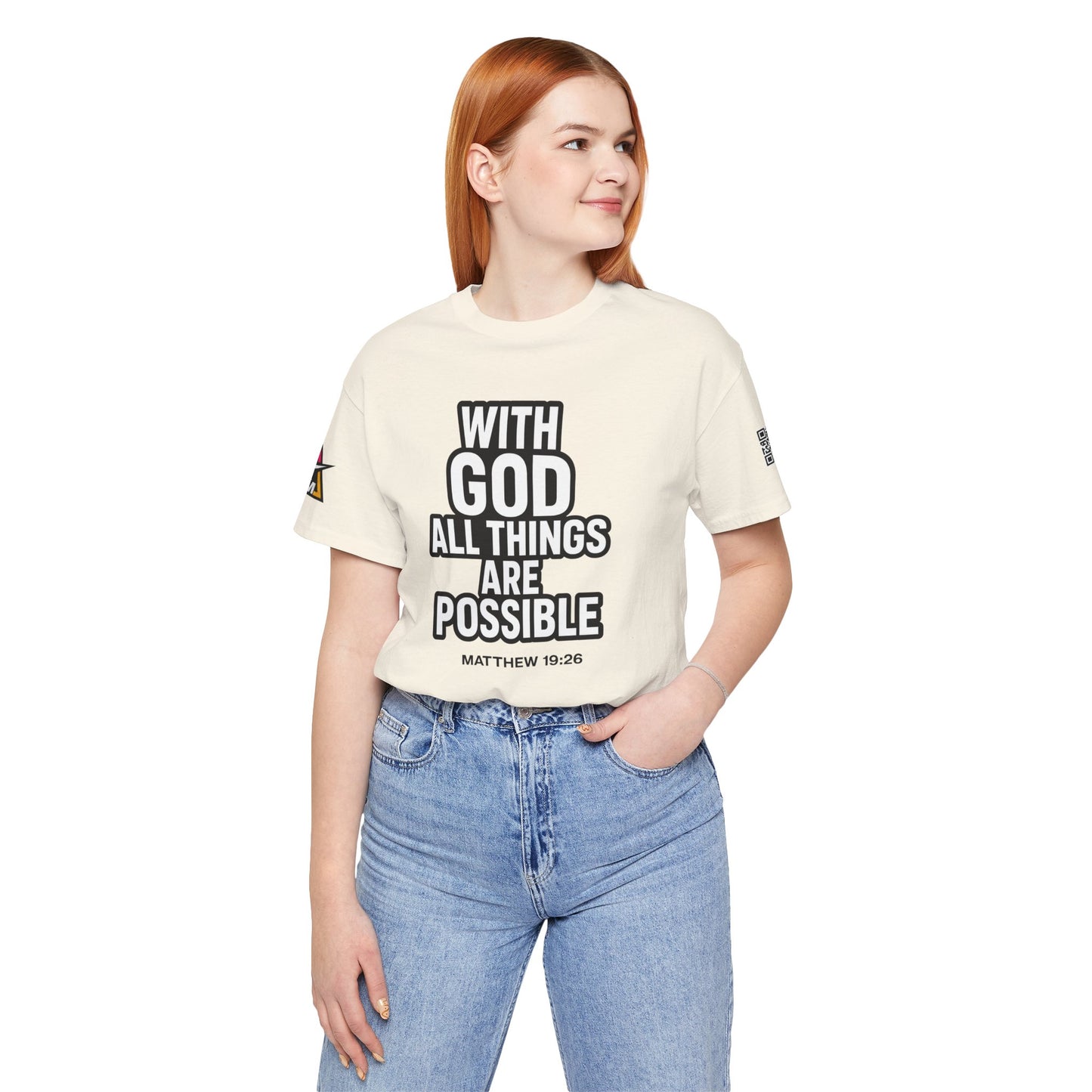 With God All Things Are Possible Graphic T-Shirt | Matthew 19:26 Christian Tee | Faith & Strength Streetwear