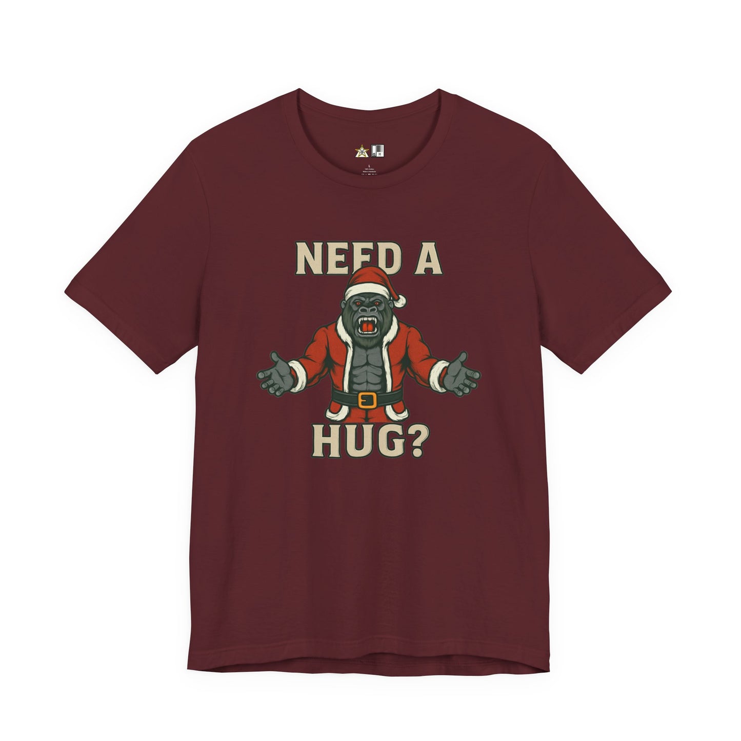 Need a Hug? Gorilla Santa – Unisex Bold Graphic Streetwear Tee