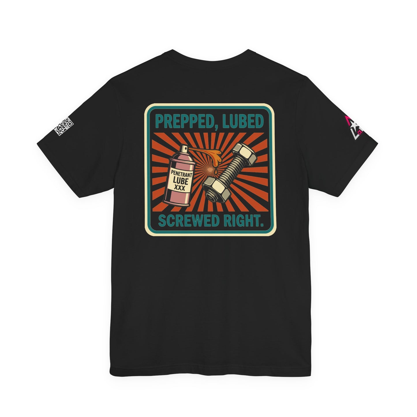 PREPPED, LUBED, SCREWED RIGHT Graphic T-Shirt | Mechanic Humor Tee | Funny Garage Shirt | Vintage Streetwear Tee