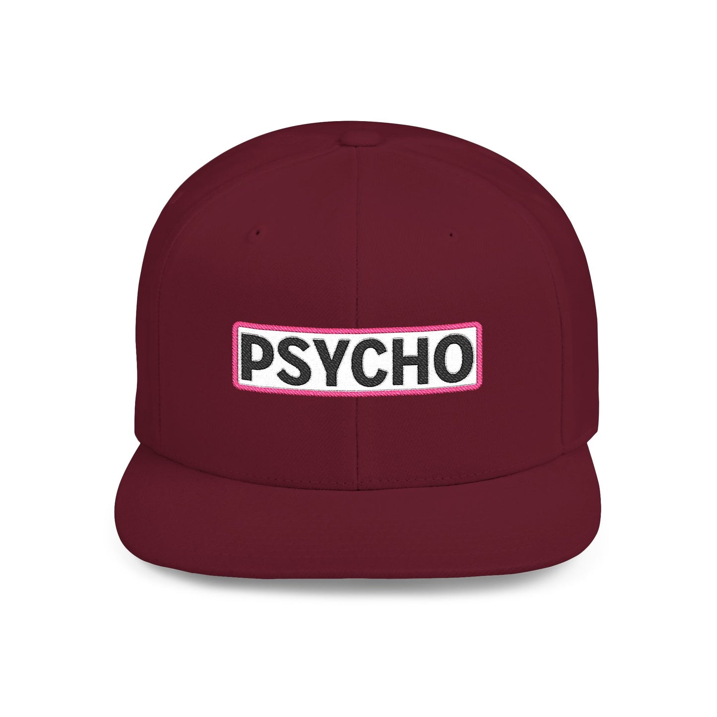 PSYCHO Embroidered Snapback Hat | Funny Statement Cap | Bold Streetwear Flat Bill | Conversation Starter Gift