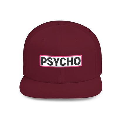 PSYCHO Embroidered Snapback Hat | Funny Statement Cap | Bold Streetwear Flat Bill | Conversation Starter Gift