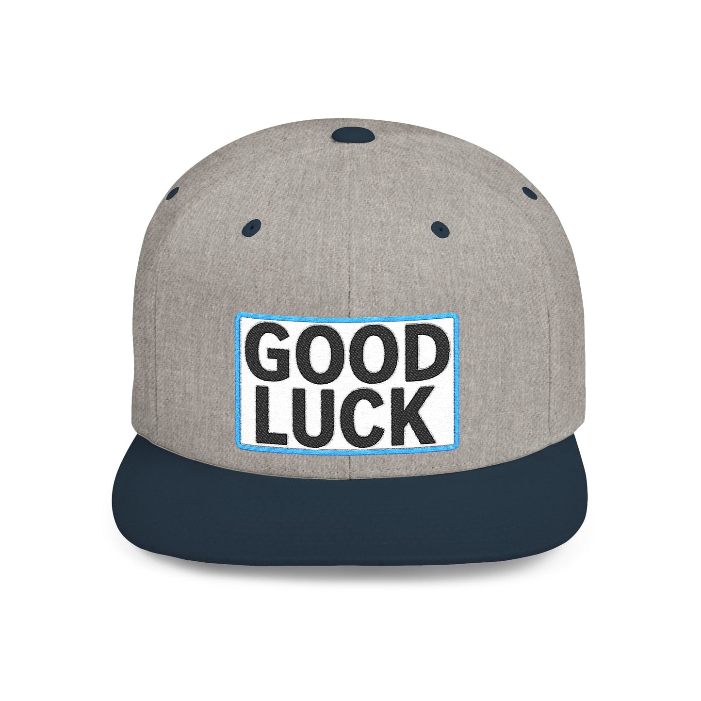 GOOD LUCK Embroidered Flat Bill Snapback Cap | Lucky Statement Hat | Streetwear Baseball Cap