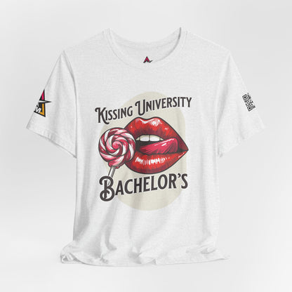 Kissing University Bachelor’s Graphic T-Shirt | Flirty Retro Tee | Funny Kissing Shirt