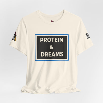 Protein & Dreams Graphic T-Shirt | Fitness Streetwear Tee | Gym Lifestyle Shirt