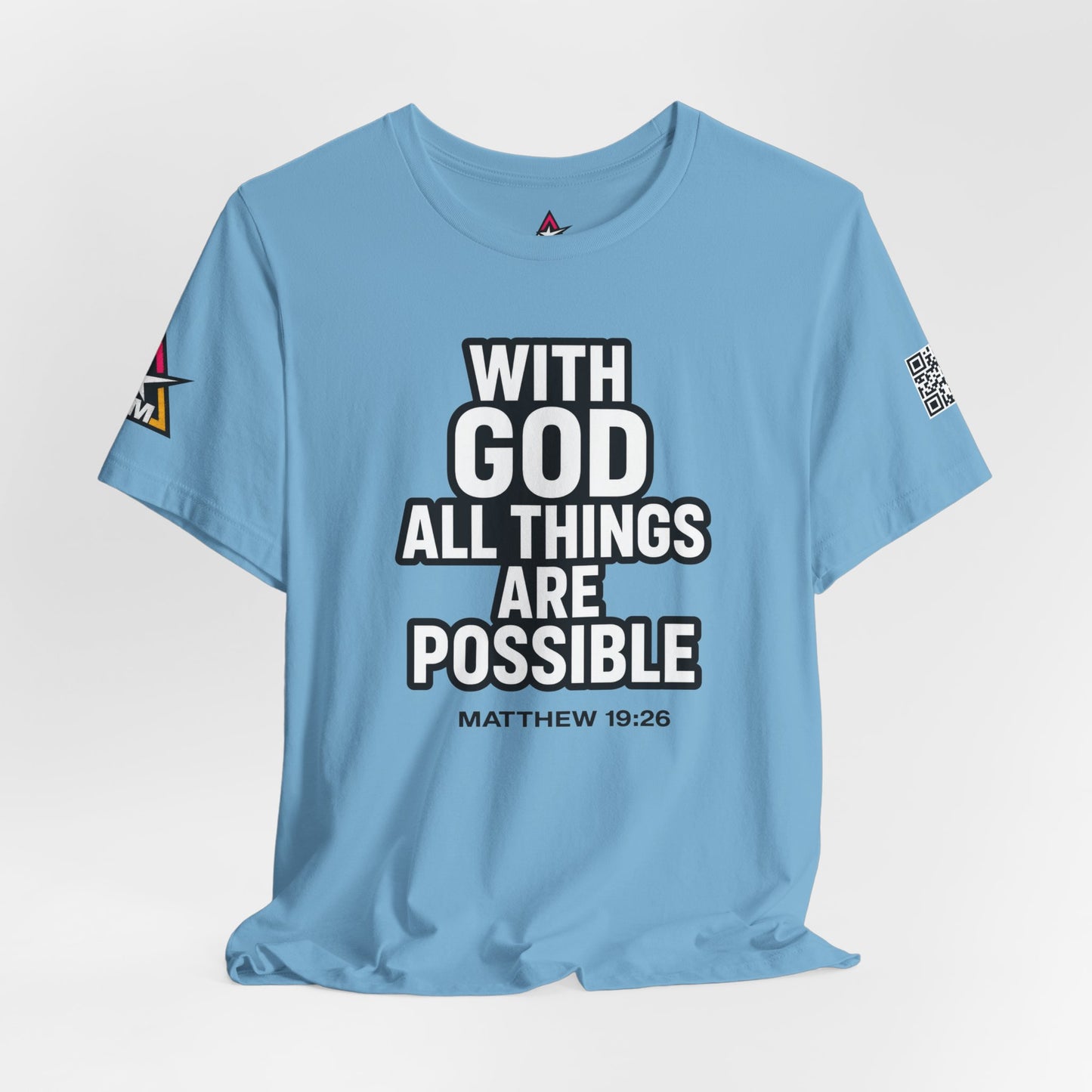 With God All Things Are Possible Graphic T-Shirt | Matthew 19:26 Christian Tee | Faith & Strength Streetwear