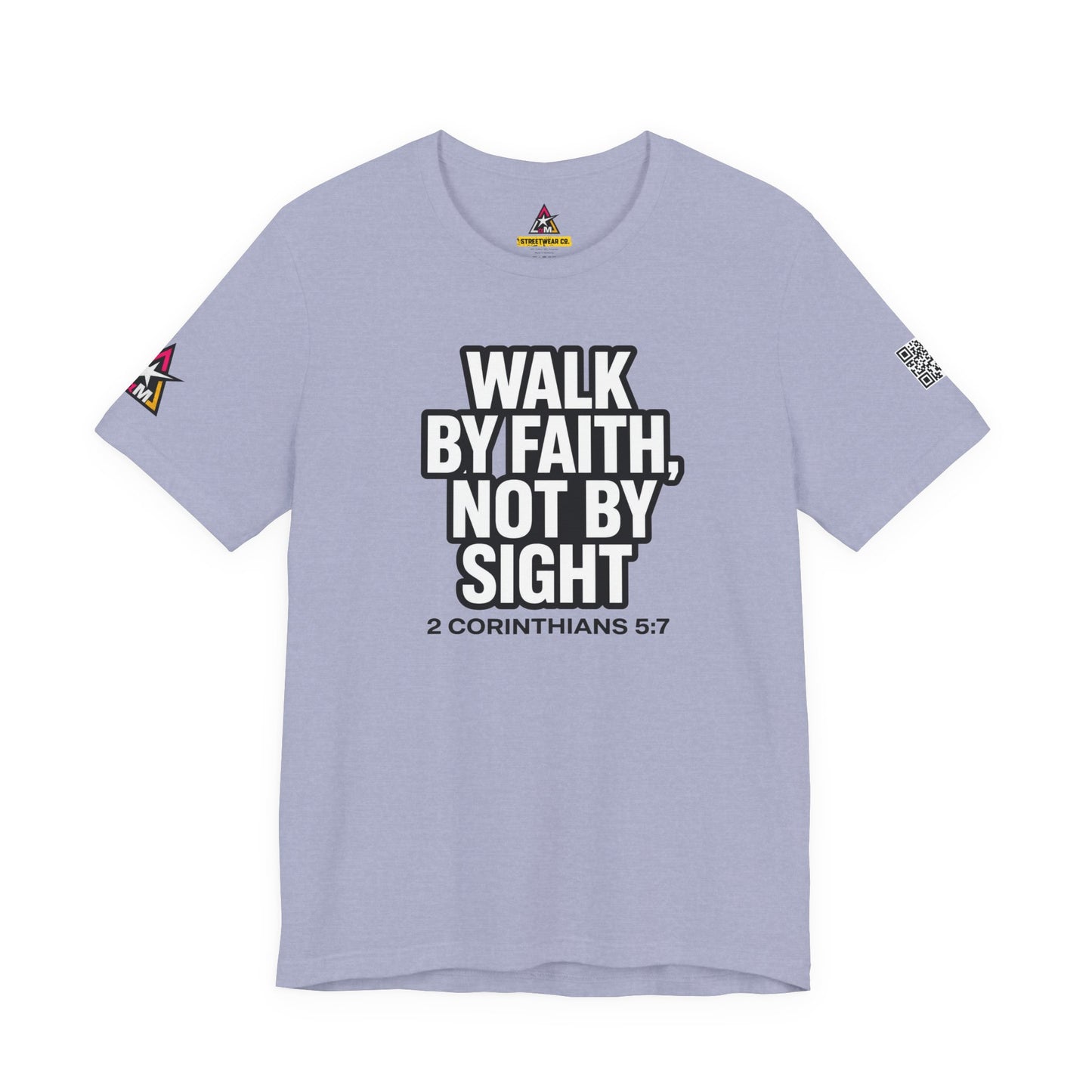 Walk by Faith, Not by Sight Graphic T-Shirt | 2 Corinthians 5:7 Christian Tee | Faith Streetwear