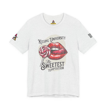 Kissing University Graphic T-Shirt | Sweetest Temptation Tee | Flirty Retro Streetwear Shirt