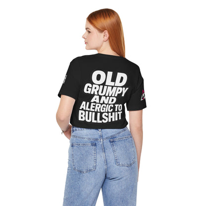 Old Grumpy & Allergic to Bullshit Graphic T-Shirt | Funny Sarcastic Tee