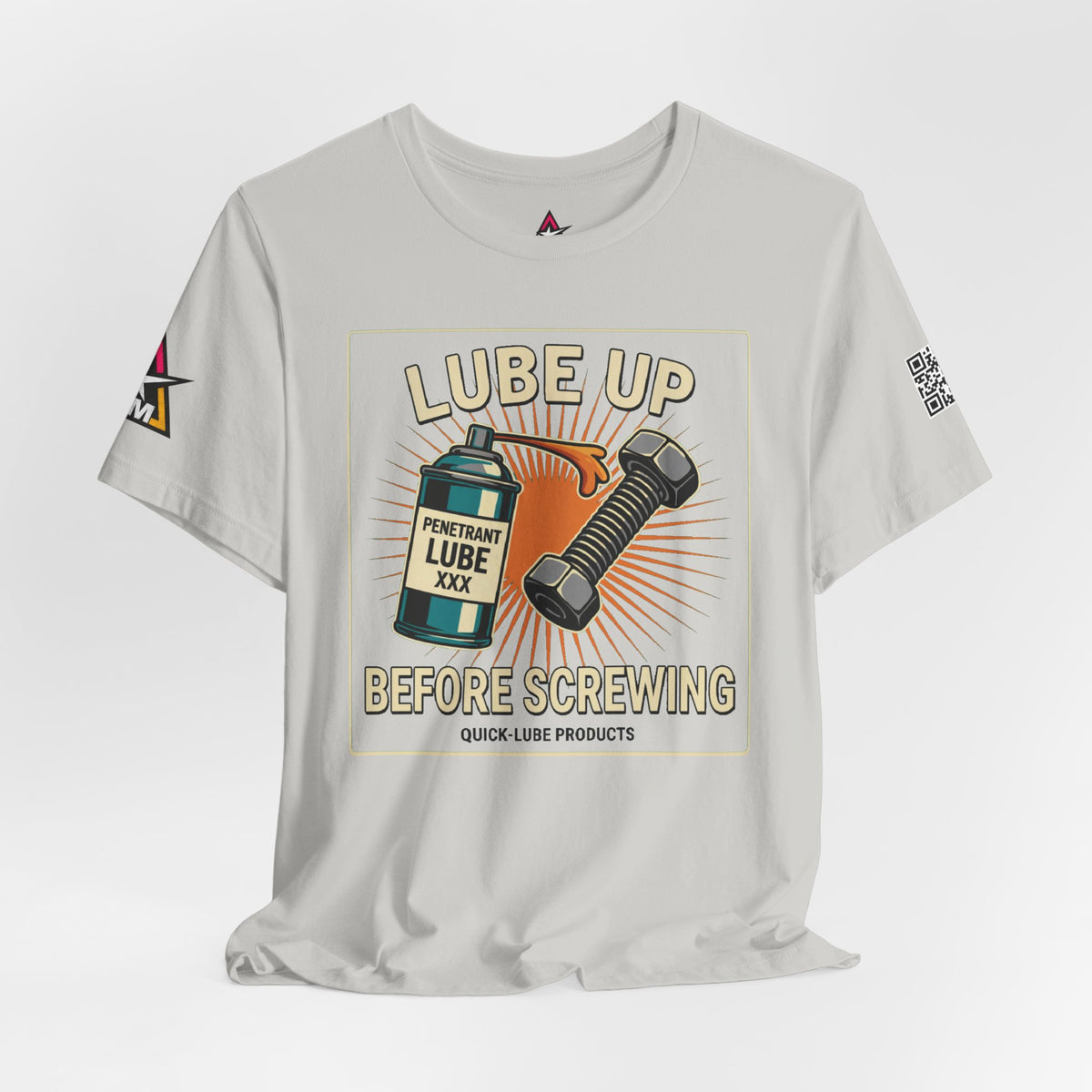 LUBE UP BEFORE SCREWING Graphic T-Shirt | Funny Mechanic Tee | Dirty Garage Humor Shirt | Vintage Automotive Tee
