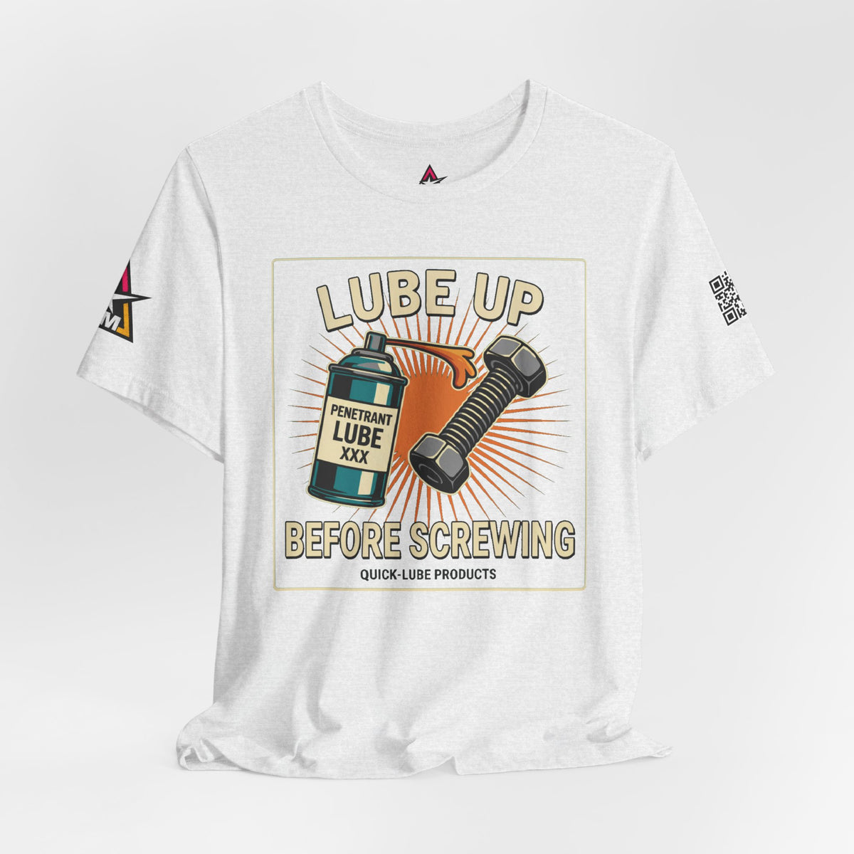 LUBE UP BEFORE SCREWING Graphic T-Shirt | Funny Mechanic Tee | Dirty Garage Humor Shirt | Vintage Automotive Tee