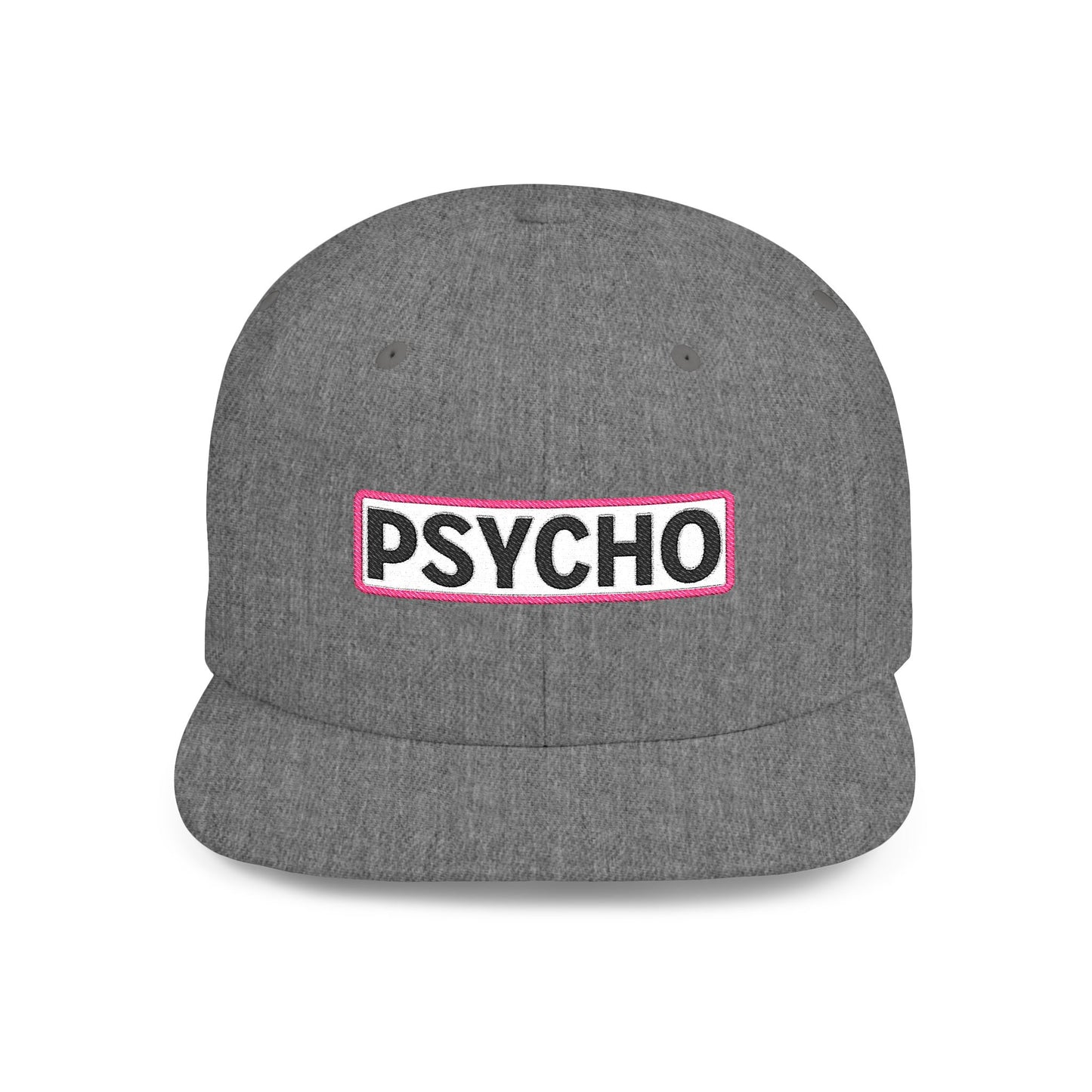 PSYCHO Embroidered Snapback Hat | Funny Statement Cap | Bold Streetwear Flat Bill | Conversation Starter Gift