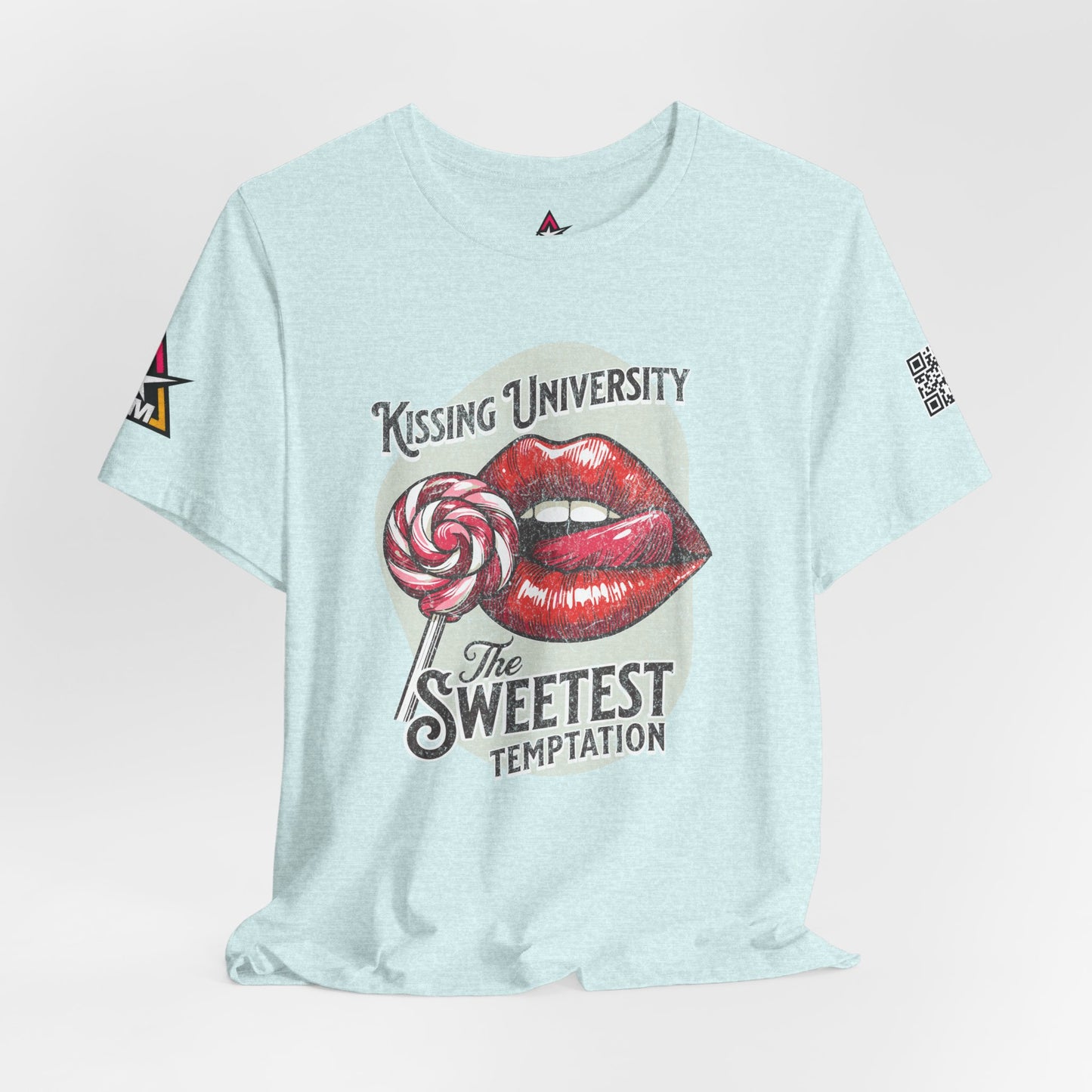 Kissing University Graphic T-Shirt | Sweetest Temptation Tee | Flirty Retro Streetwear Shirt