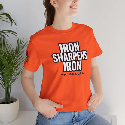 Iron Sharpens Iron Graphic T-Shirt | Proverbs 27:17 Christian Tee | Faith & Strength Streetwear
