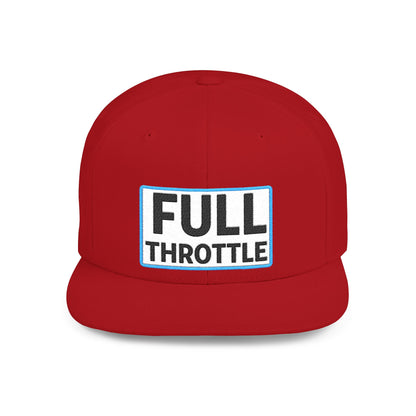 FULL THROTTLE Embroidered Flat Bill Snapback Cap | Bold Motorsport Hat | Streetwear Baseball Cap