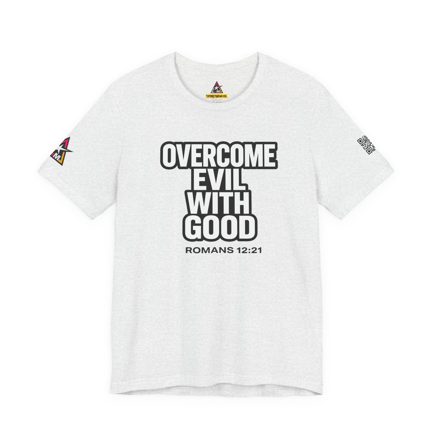 Overcome Evil With Good Graphic T-Shirt | Romans 12:21 Christian Tee | Faith & Strength Streetwear