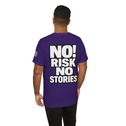 No Risk No Stories – Bold Motivational Graphic TeeNo Risk No Stories – Bold Motivational Graphic Tee