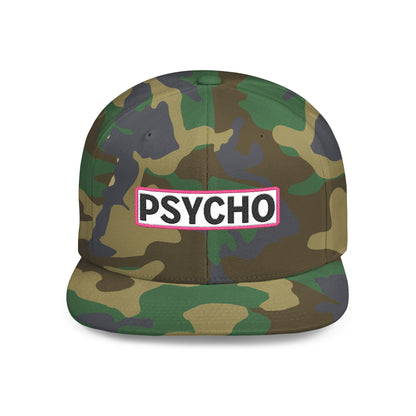 PSYCHO Embroidered Snapback Hat | Funny Statement Cap | Bold Streetwear Flat Bill | Conversation Starter Gift