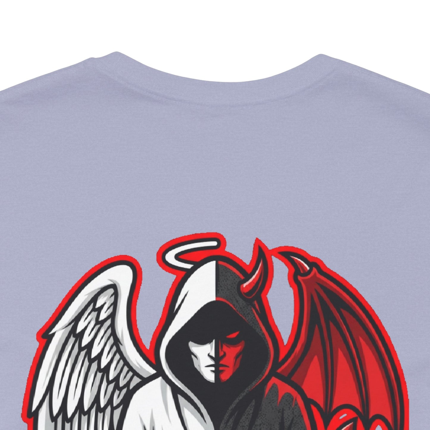 LOOK TWICE Angel & Devil Graphic T-Shirt | Duality Streetwear Tee | Good vs Evil Shirt | Unisex Graphic Tee