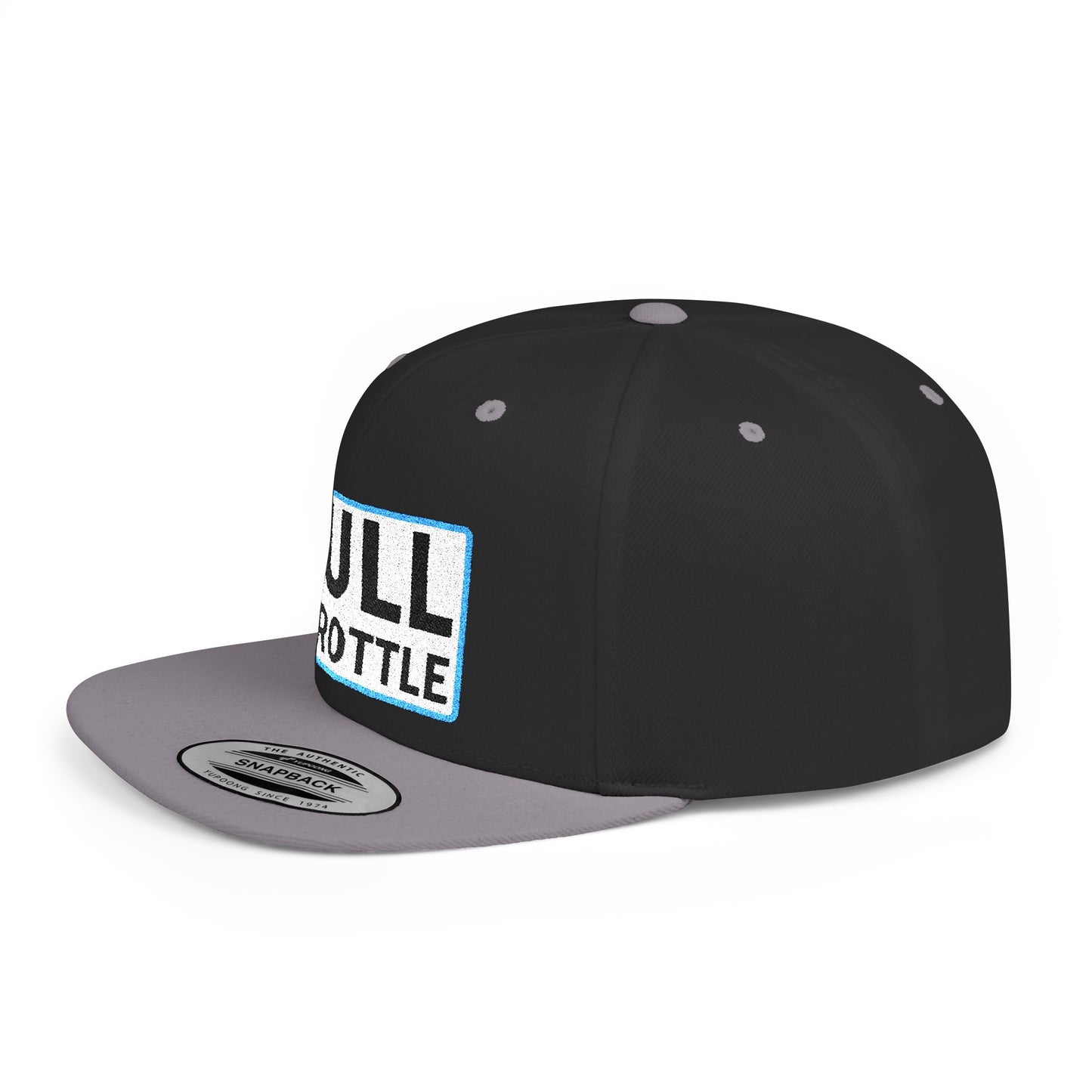 FULL THROTTLE Embroidered Flat Bill Snapback Cap | Bold Motorsport Hat | Streetwear Baseball Cap