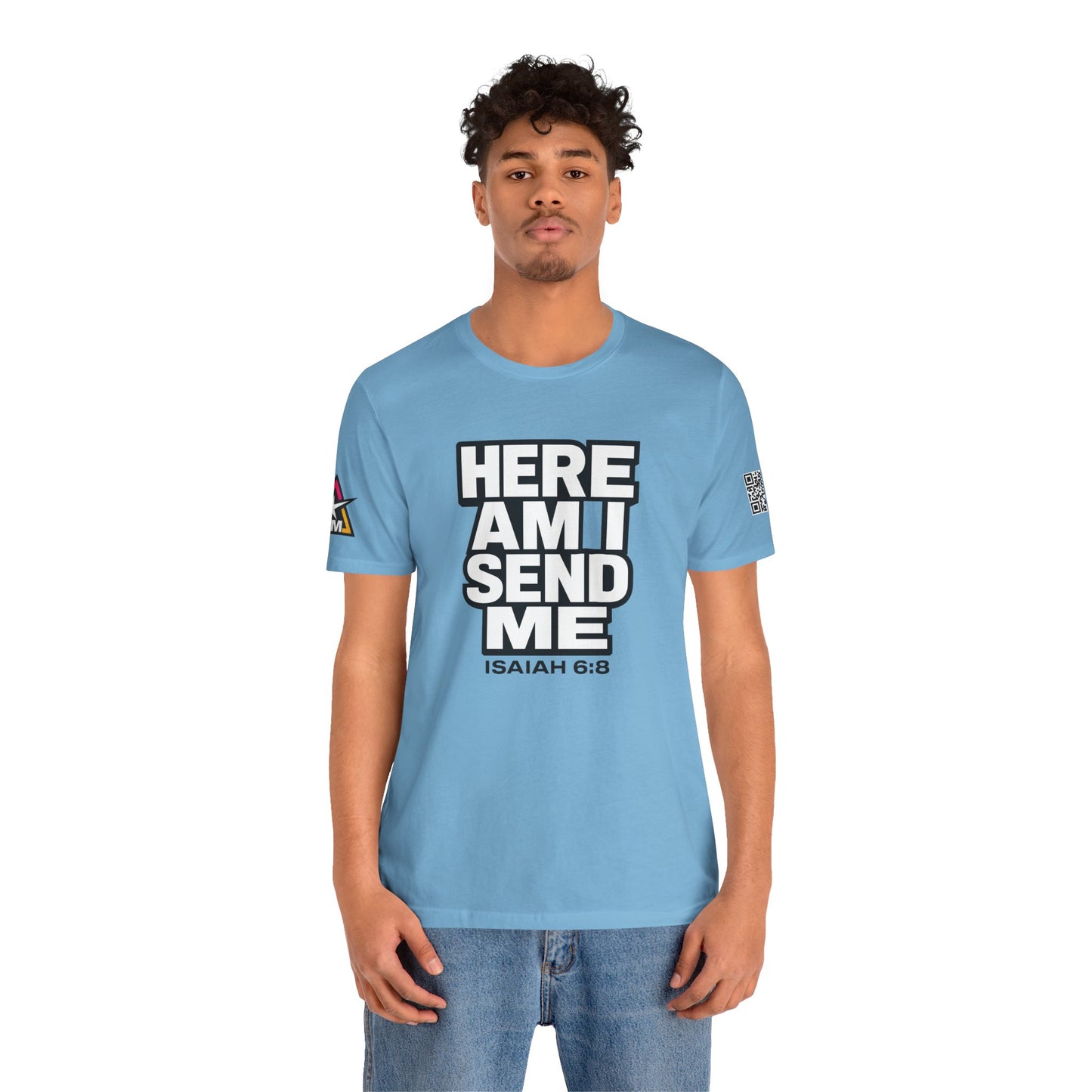 Here Am I, Send Me Graphic T-Shirt | Isaiah 6:8 Christian Tee | Faith Statement Shirt