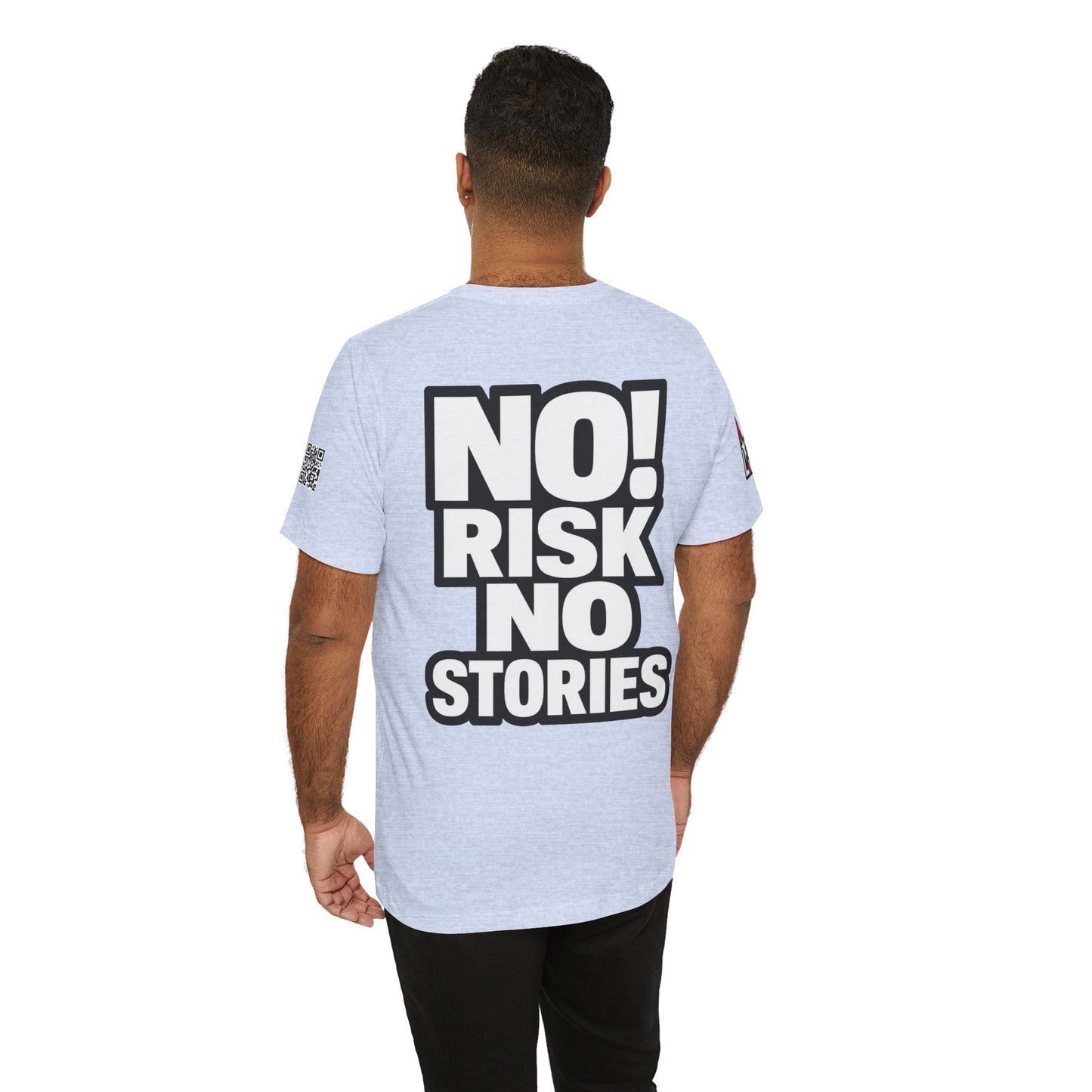 No Risk No Stories – Bold Motivational Graphic TeeNo Risk No Stories – Bold Motivational Graphic Tee