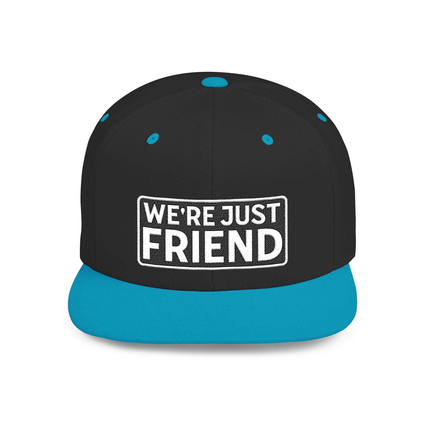 WE'RE JUST FRIENDS Embroidered Snapback Hat | Funny Friend Zone Cap | Sarcastic Streetwear Hat | Conversation Starter Gift