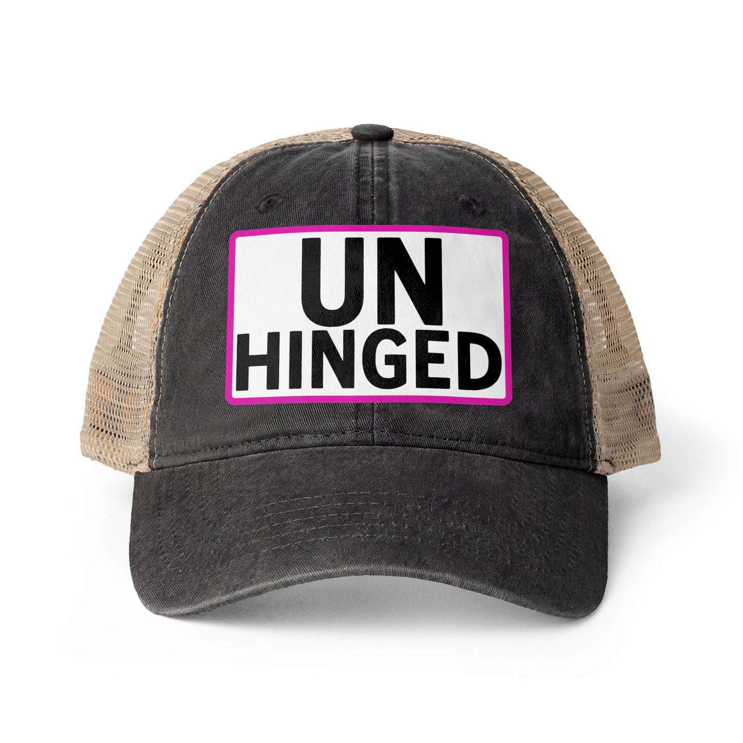 UNHINGED Embroidered Washed Mesh-Back Cap | Funny Ponytail Baseball Hat | Casual Women's Cap