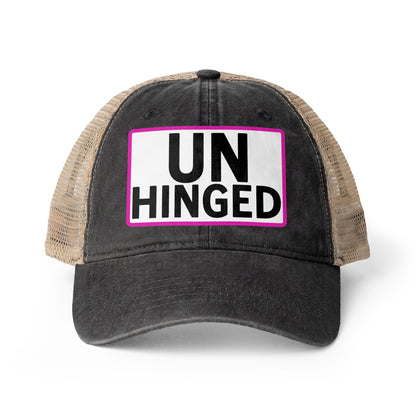 UNHINGED Embroidered Washed Mesh-Back Cap | Funny Ponytail Baseball Hat | Casual Women's Cap