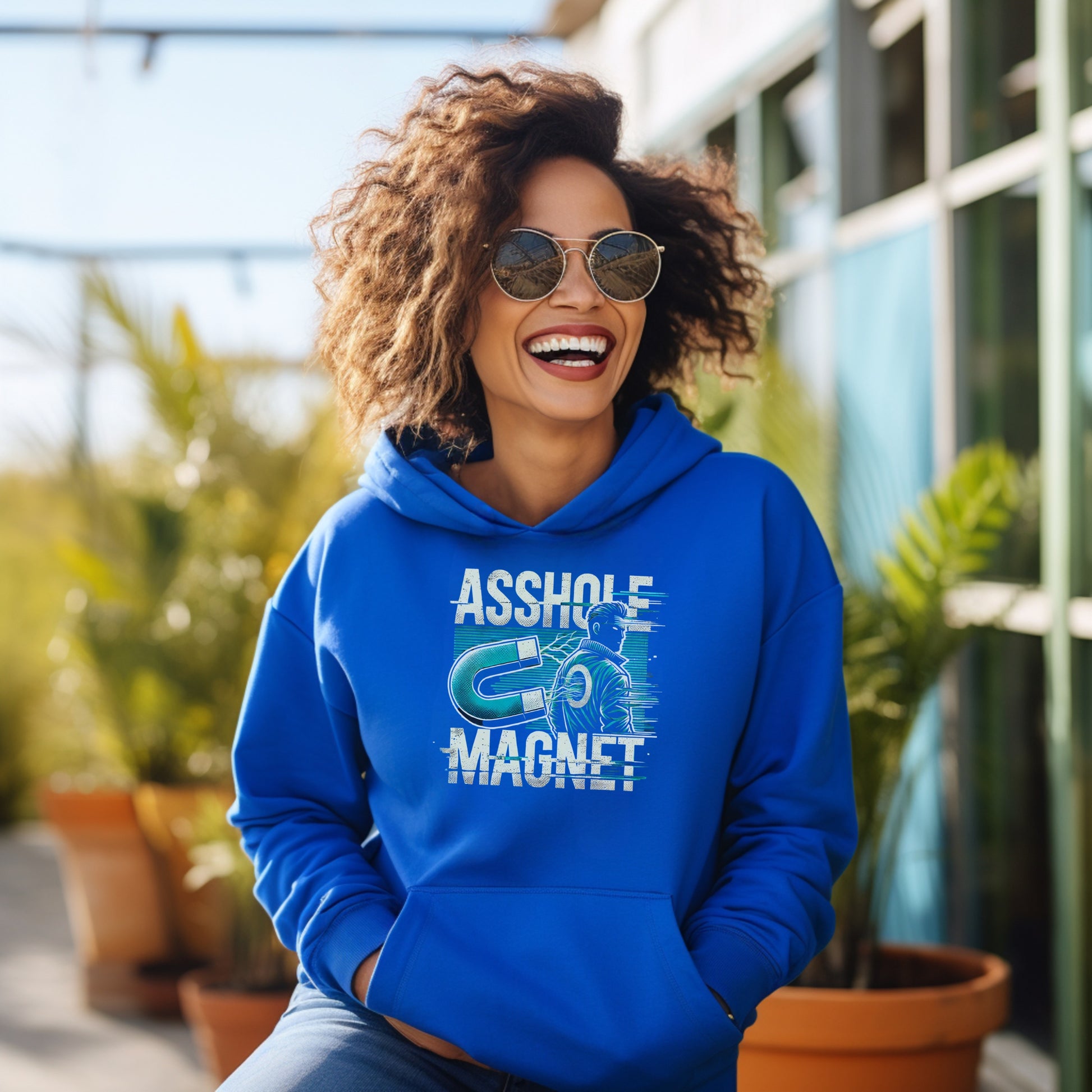 Asshole Magnet Design Blue Hoodie product