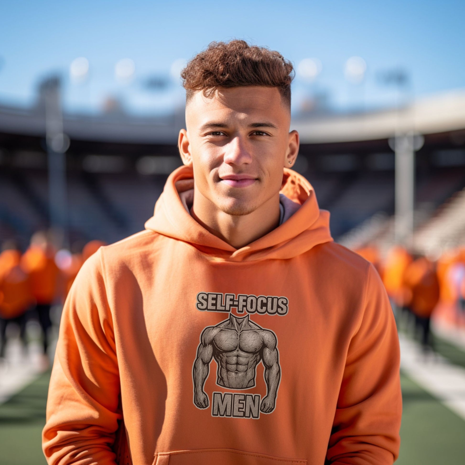 Self-Focus Men Muscle Graphic Orange Hoodie product
