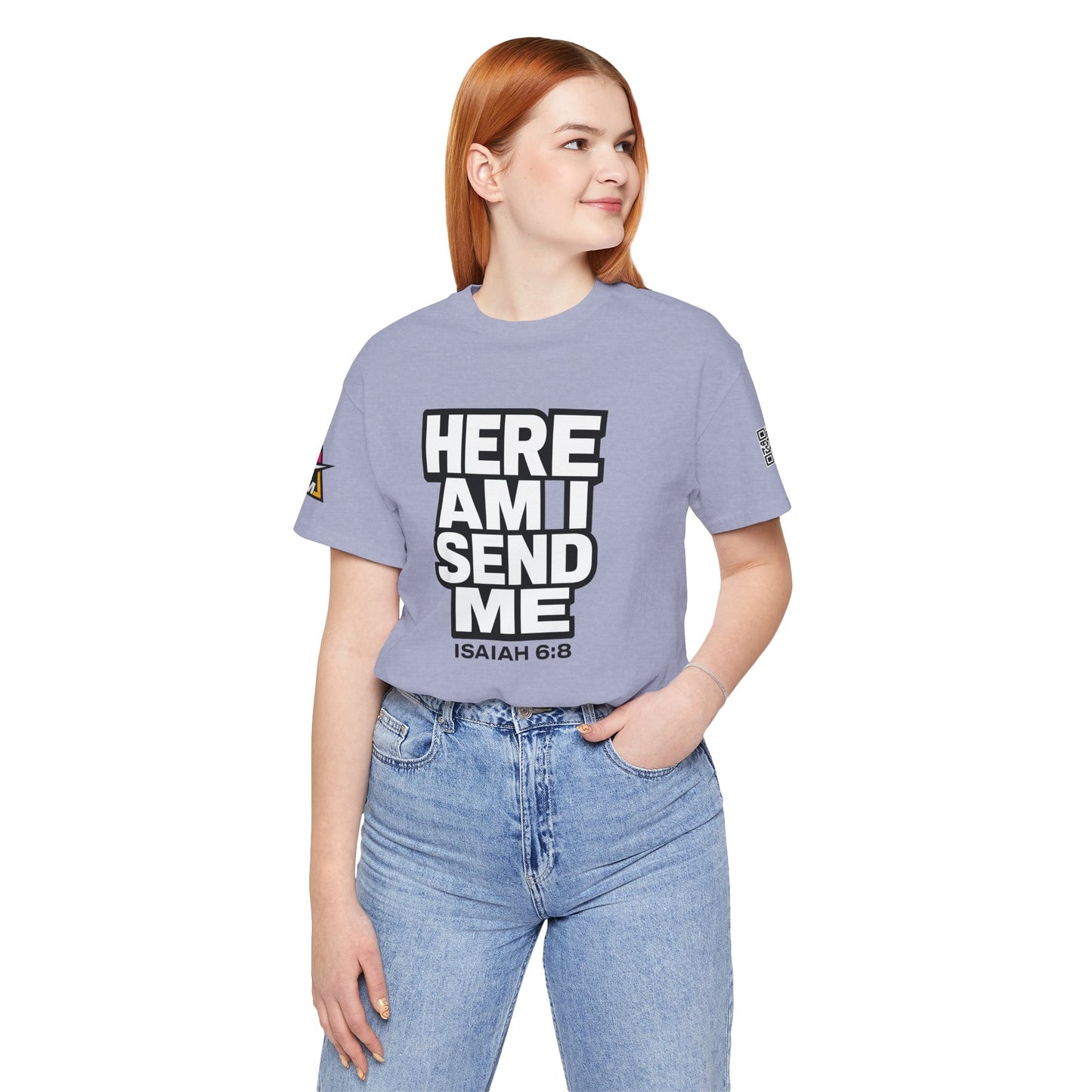 Here Am I, Send Me Graphic T-Shirt | Isaiah 6:8 Christian Tee | Faith Statement Shirt