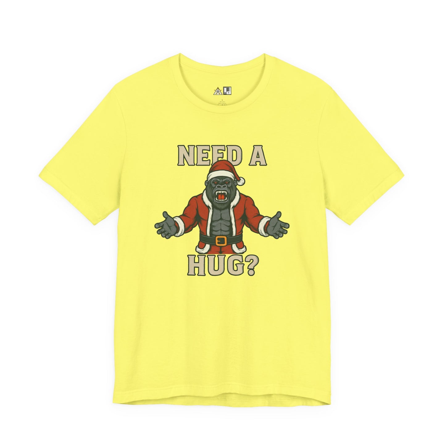 Need a Hug? Gorilla Santa – Unisex Bold Graphic Streetwear Tee