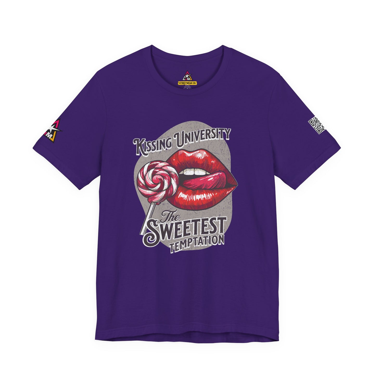 Kissing University Graphic T-Shirt | Sweetest Temptation Tee | Flirty Retro Streetwear Shirt