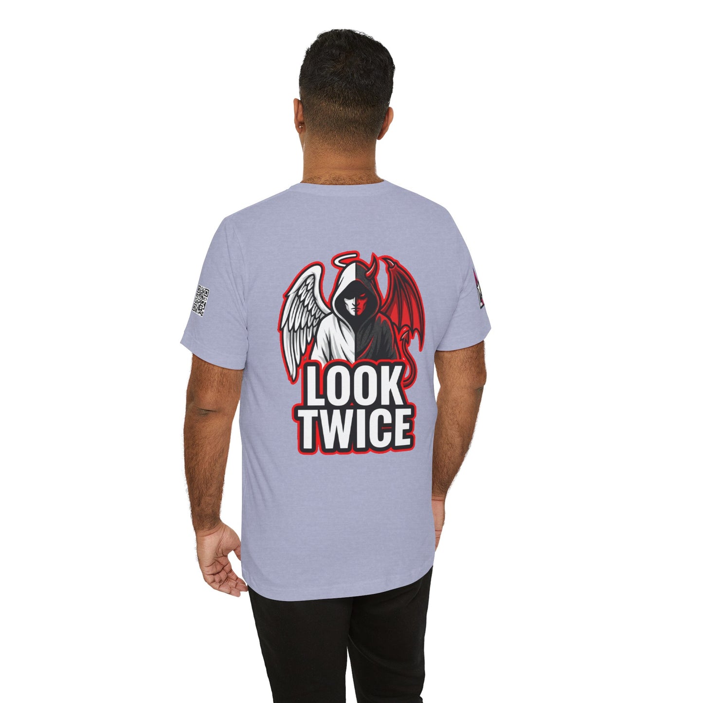 LOOK TWICE Angel & Devil Graphic T-Shirt | Duality Streetwear Tee | Good vs Evil Shirt | Unisex Graphic Tee