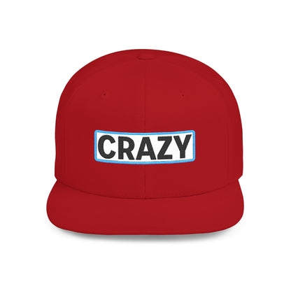CRAZY Embroidered Snapback Hat | Funny Statement Cap | Bold Streetwear Flat Bill | Conversation Starter Gift
