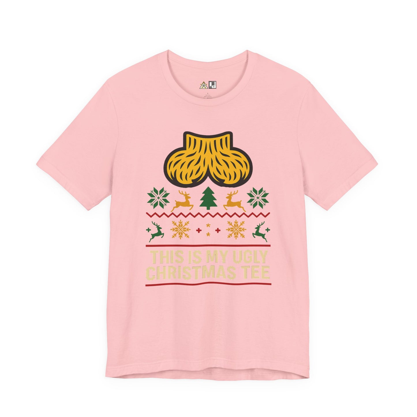 This Is My Ugly Christmas Tee Bold Reindeer & Gold Balls Ornament Holiday T-Shirt