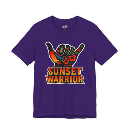 Sunset Warrior Shaka – Unisex Bold Streetwear Graphic Tee