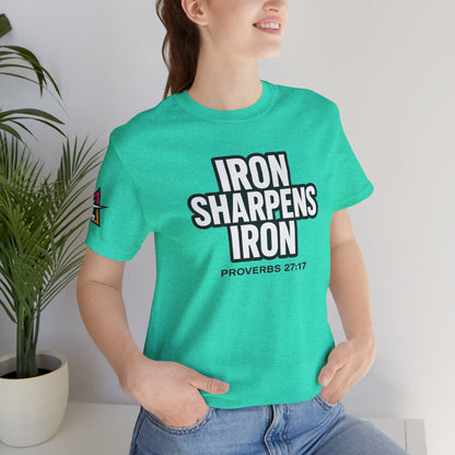 Iron Sharpens Iron Graphic T-Shirt | Proverbs 27:17 Christian Tee | Faith & Strength Streetwear