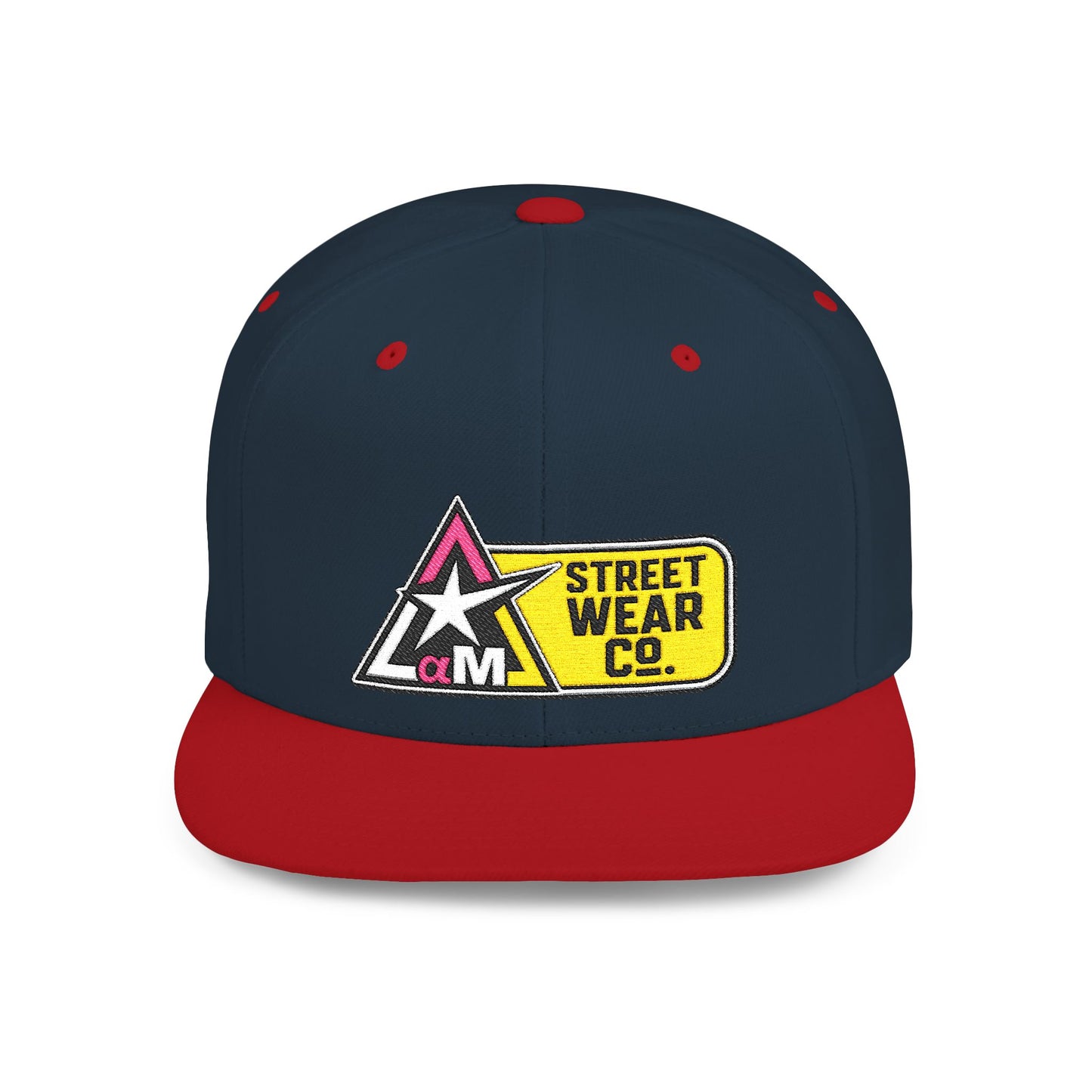 AM Streetwear Co. Embroidered Snapback Hat | Premium Streetwear Cap | Modern Logo Flat Bill Hat | Everyday Lifestyle Cap