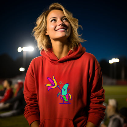 Vibrant Hoodie with Playful Banana Graphic Design
