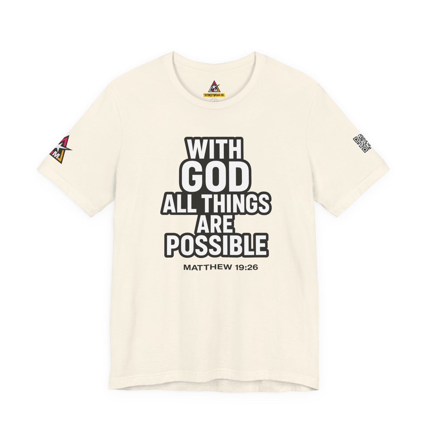 With God All Things Are Possible Graphic T-Shirt | Matthew 19:26 Christian Tee | Faith & Strength Streetwear