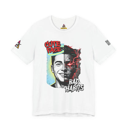 CUTE FACE BAD HABITS Graphic T-Shirt | Split Face Streetwear Tee | Edgy Unisex Graphic Shirt | Alternative Streetwear