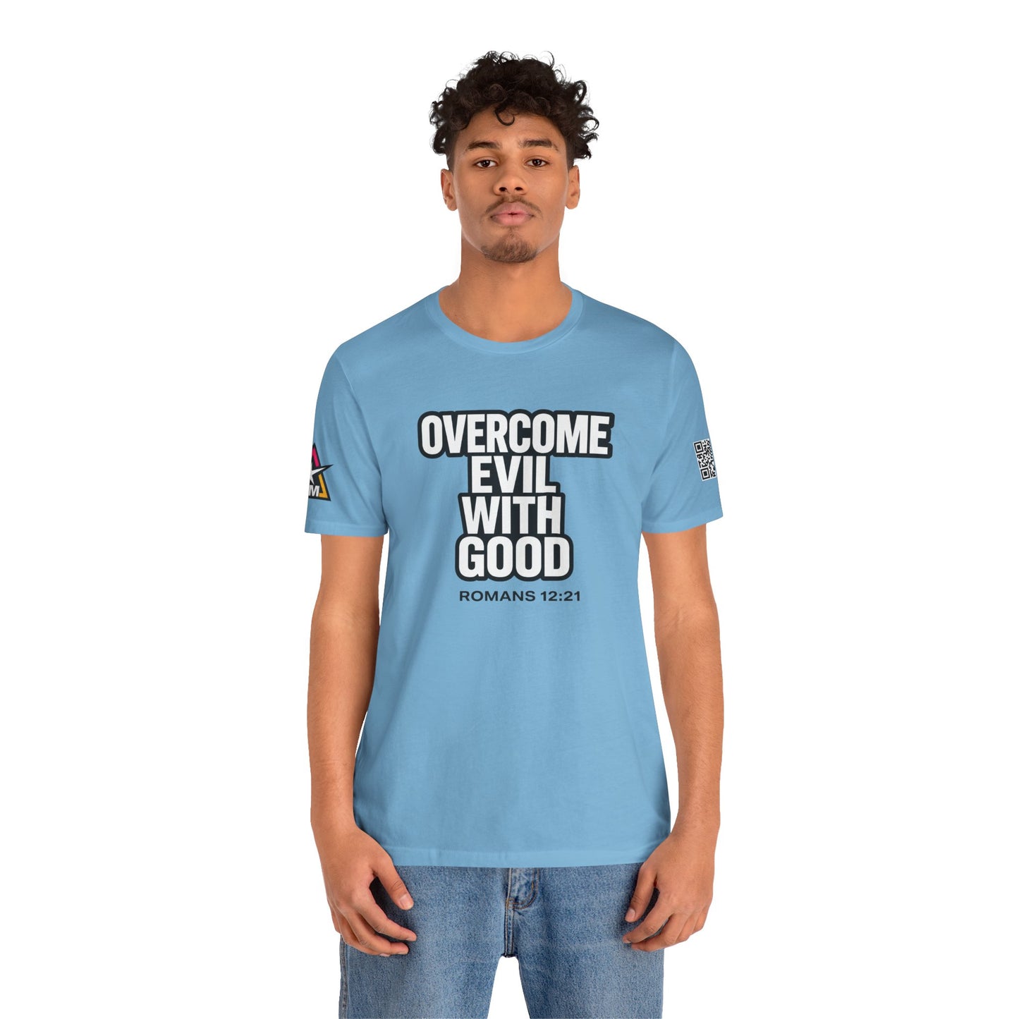 Overcome Evil With Good Graphic T-Shirt | Romans 12:21 Christian Tee | Faith & Strength Streetwear
