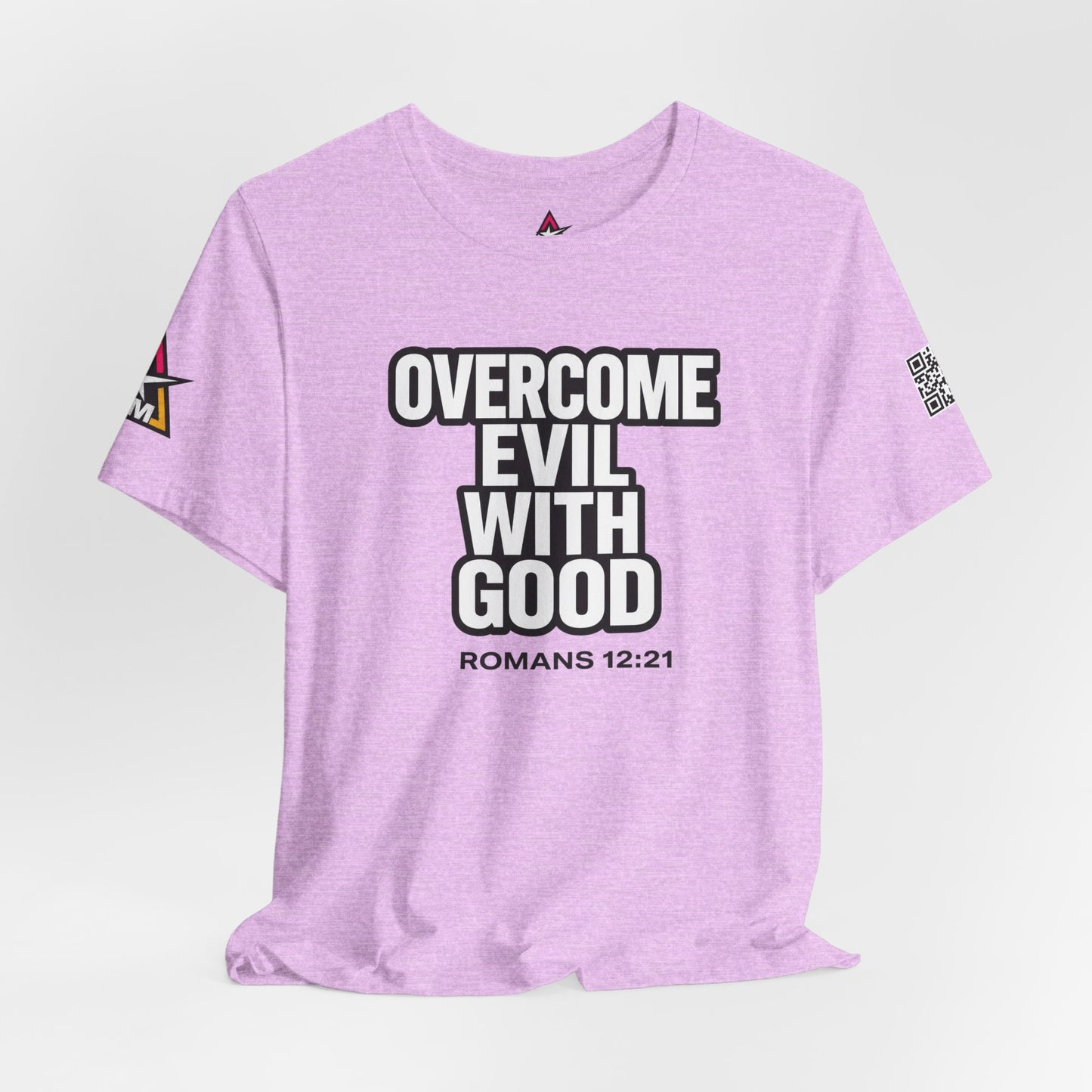 Overcome Evil With Good Graphic T-Shirt | Romans 12:21 Christian Tee | Faith & Strength Streetwear