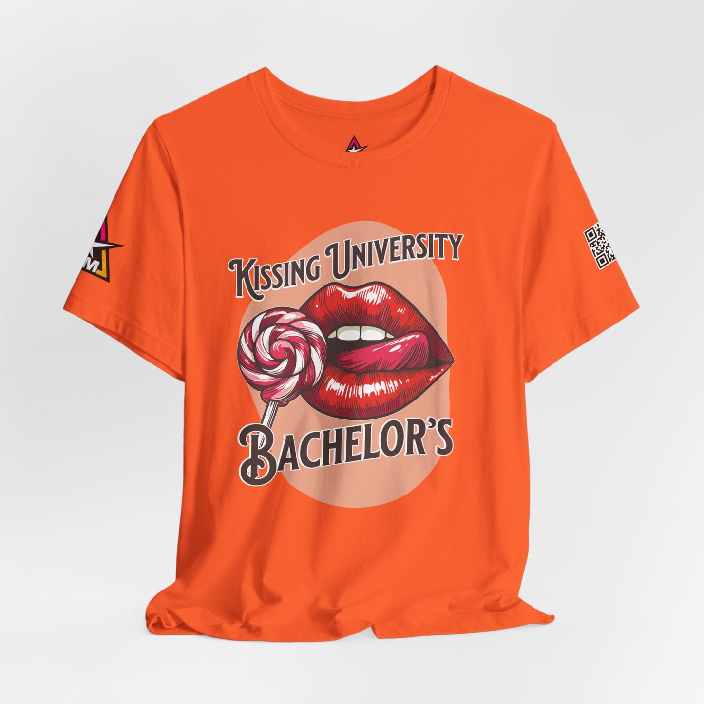 Kissing University Bachelor’s Graphic T-Shirt | Flirty Retro Tee | Funny Kissing Shirt