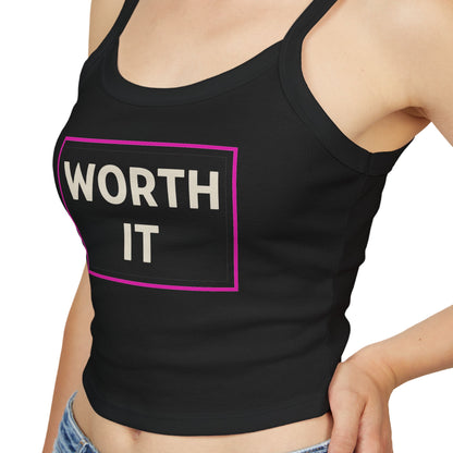 WORTH IT | Funny Dating Graphic Spaghetti Tank | Flirty Confidence Streetwear