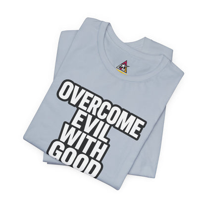 Overcome Evil With Good Graphic T-Shirt | Romans 12:21 Christian Tee | Faith & Strength Streetwear