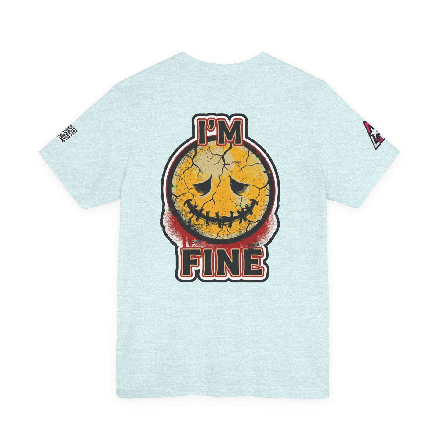 I'M FINE Cracked Smile Graphic T-Shirt | Dark Humor Tee | Halloween Shirt | Streetwear Graphic Tee | Unisex Shirt